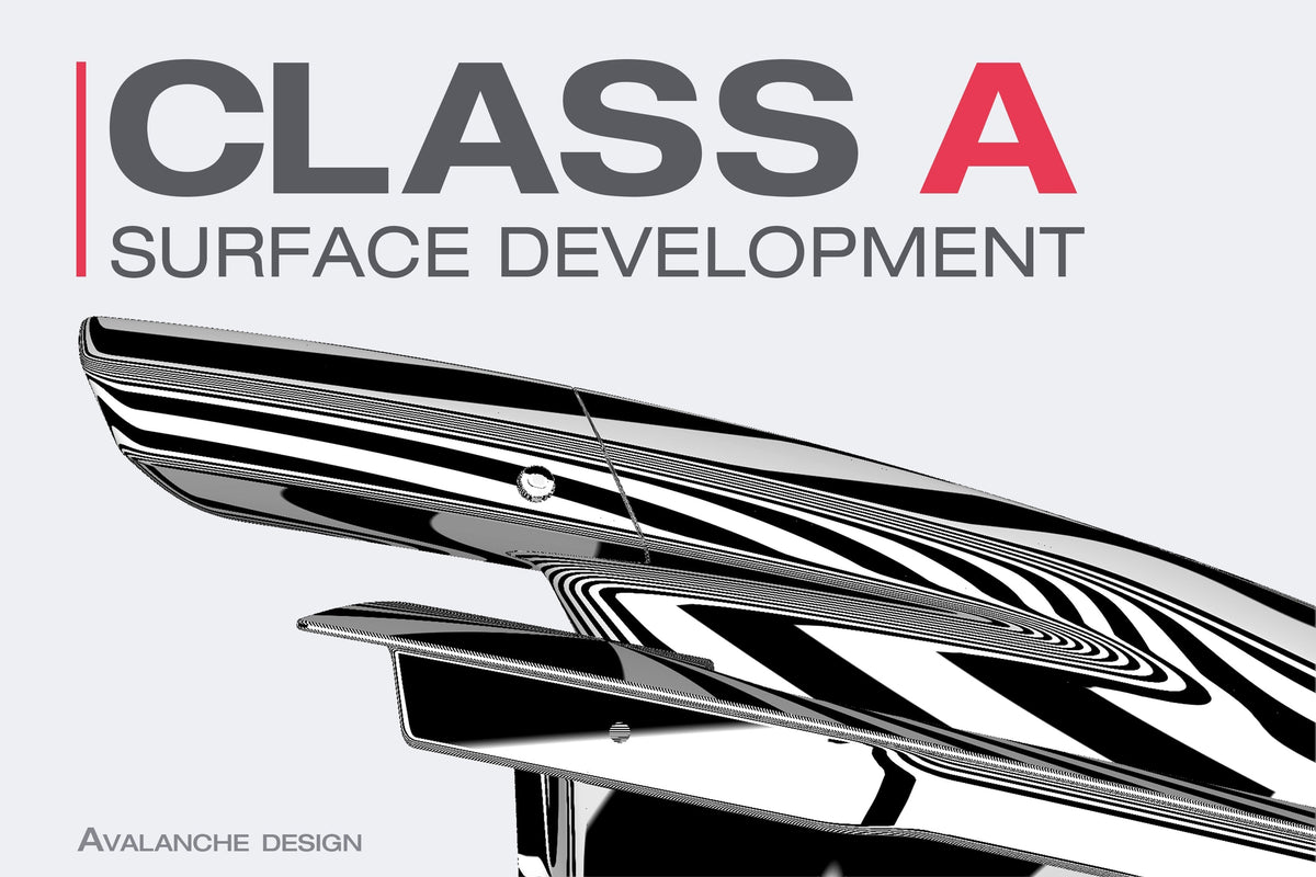 Audi R8 roof scoop Class A surfacing by Avalanche Design with diagnostic reflection analysis used to evaluate highlight flow, curvature continuity, and surface quality