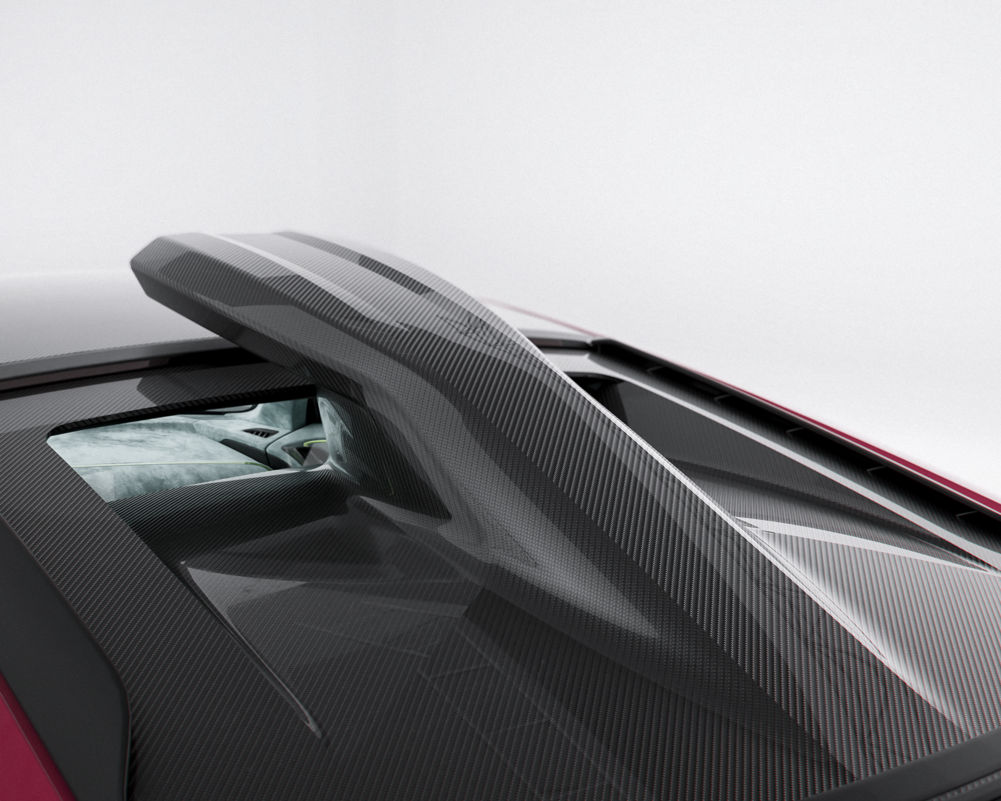 2016-2024 Audi R8 Gen 2 dry carbon roof scoop engine lid side detail