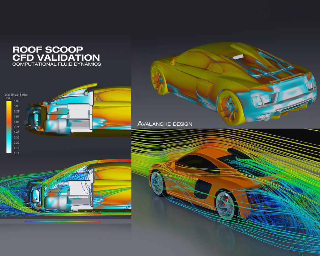 Audi R8 Gen 2 roof scoop CFD airflow streamline analysis by Avalanche Design
