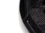 Close-up corner detail of Audi R8 carbon fiber front lip splitter for 2016 2017 2018 Gen 2