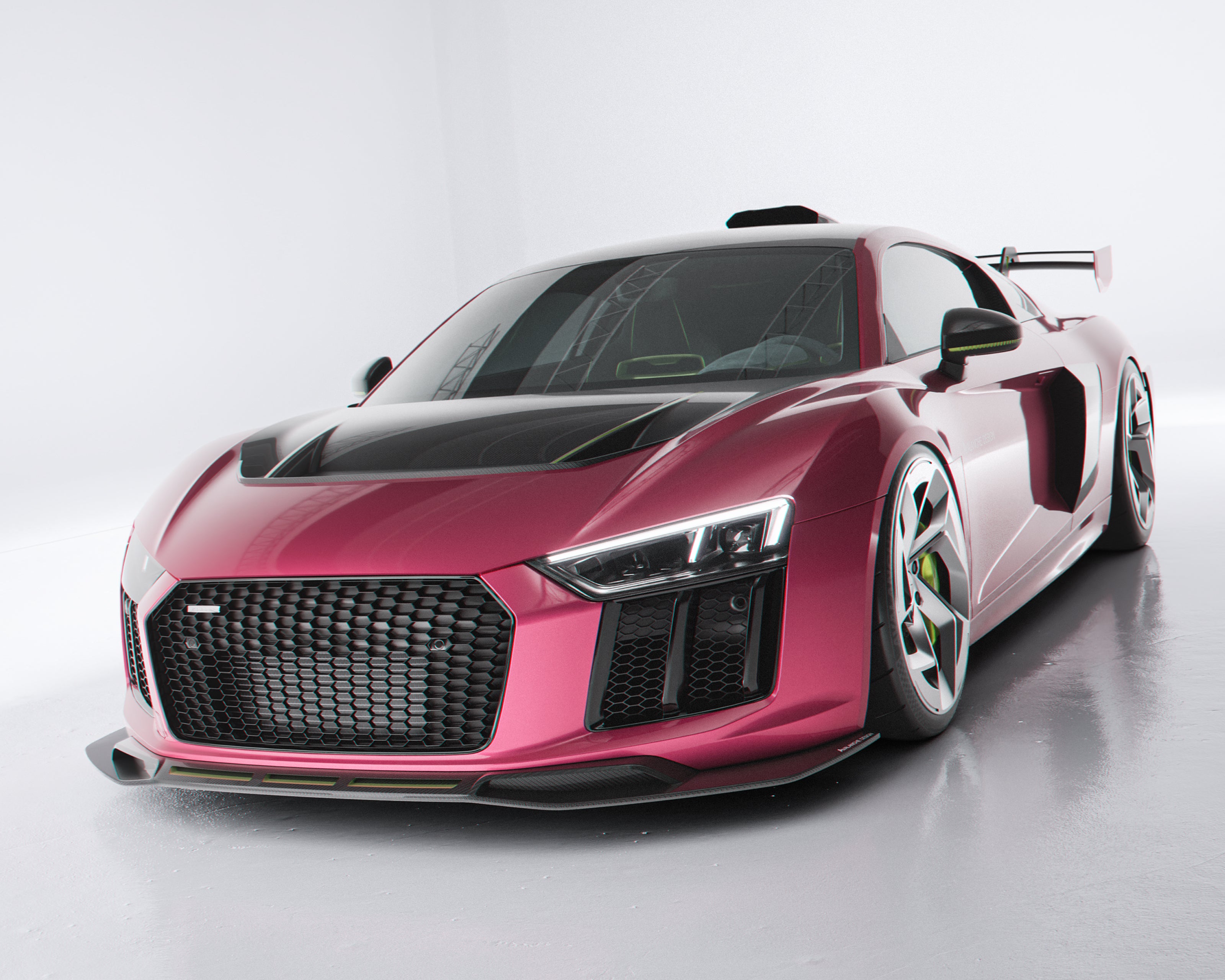 Audi R8 front lip splitter in dry carbon for 2016 2017 2018 Gen 2 hero image