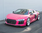 Audi R8 front lip splitter in dry carbon for 2016 2017 2018 front 3/4 installed
