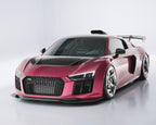 Audi R8 front lip splitter in dry carbon for 2016 2017 2018 Gen 2 installed studio front 3/4 view