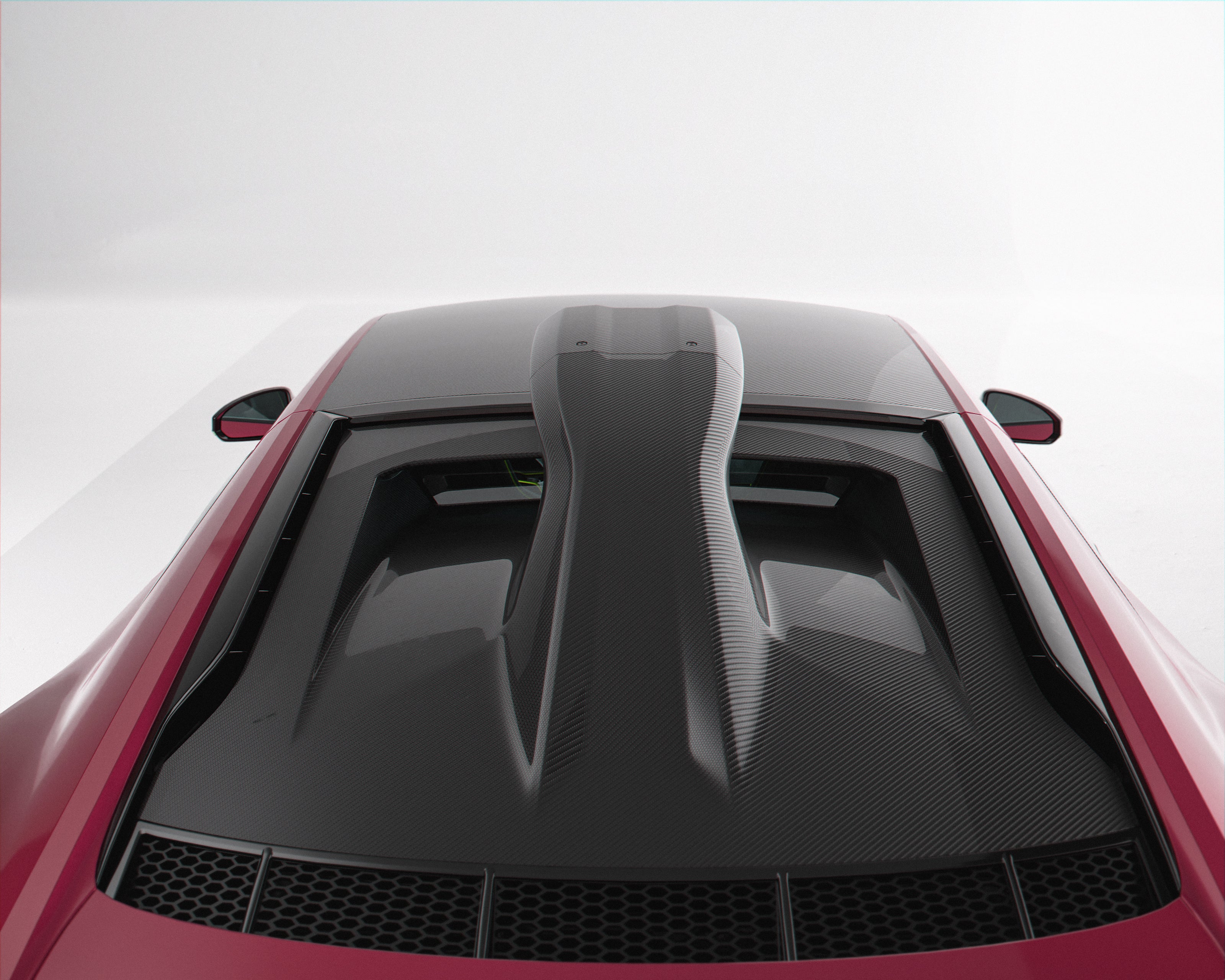 Audi R8 Gen 2 Roof Scoop Engine Lid dry carbon top view carbon weave engine cover Avalanche Design 2016 2024