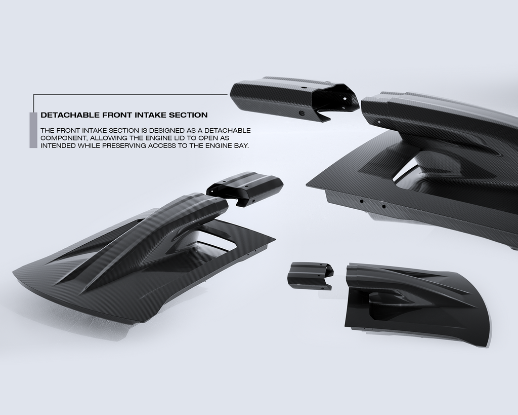 Audi R8 Gen 2 Roof Scoop Engine Lid dry carbon front intake section OEM opening function details Avalanche Design 2016-2024