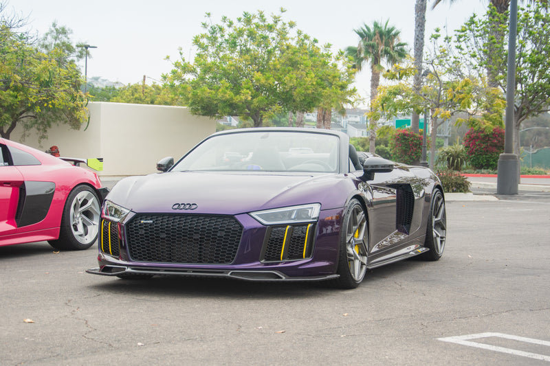 Audi R8 Gen 2 Type 4S Spyder with Avalanche Design dry carbon fiber front lip splitter